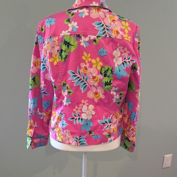 Mirette Pink Jacket With Blue , Green And Yellow Floral Pattern Size Large - Picture 4 of 12